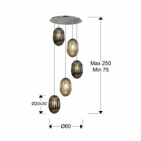 Lámpara colgante Ovila 5L E27 LED dimmable - Schuller