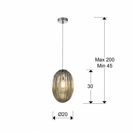 Lámpara colgante Ovila 1L E27 LED Smoke - Schuller