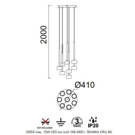 Lámpara colgante Tonic 8L LED Ø41cm GX53 - Mantra