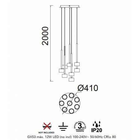 Lámpara colgante Tonic 8L LED Ø41cm GX53 - Mantra