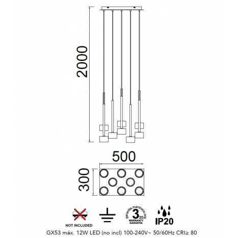 Lámpara colgante Tonic 8L LED 50x30cm GX53 - Mantra