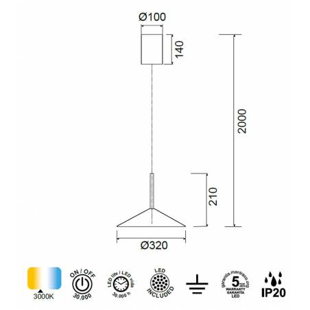 Lámpara colgante Calice LED 9w Ø32cm - Mantra