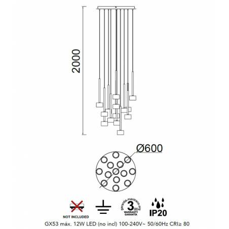 Lámpara colgante Tonic 14L LED Ø60cm GX53 - Mantra