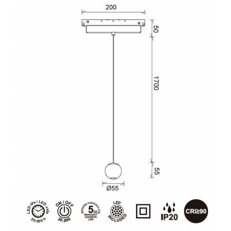 Lámpara colgante Magneto 48V LED magnético - Mantra