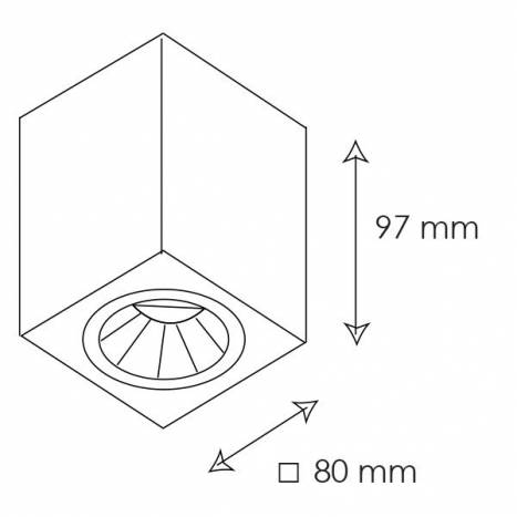 BPM Kup square surface spotlight 1L GU10 aluminium