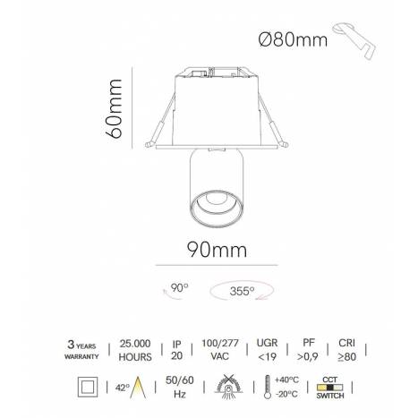 BENEITO FAURE Mini Oxo 6w CCT LED recessed light