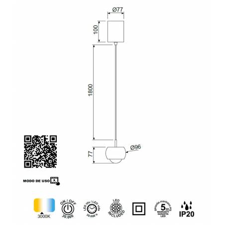 MANTRA Roller D 12w LED pendant lamp