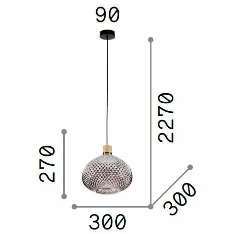 Lámpara colgante Bengen E27 cristal  - Ideal Lux