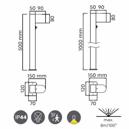 Baliza Roya 1L GU10 IP44 + sensor - Trio