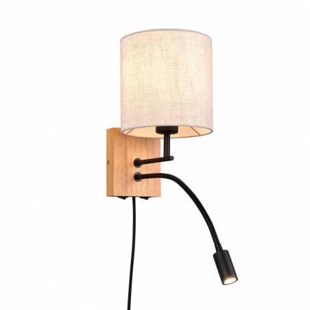 TRIO Nilam E27 + LED wall lamp wood