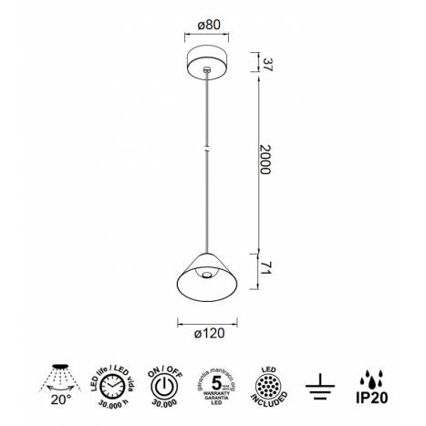 Lámpara colgante Gruissan Ø12cm LED - Mantra