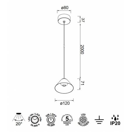 MANTRA Gruissan Ø12cm LED pendant lamp