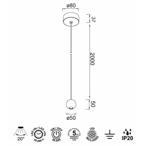 Lámpara colgante Gruissan Ø5cm LED - Mantra