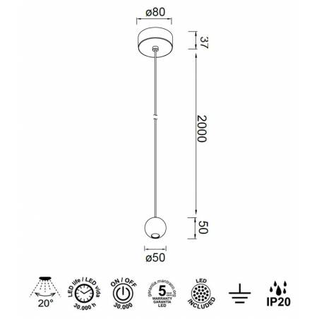 Lámpara colgante Gruissan Ø5cm LED - Mantra