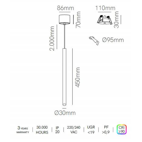 Lámpara suspendida Atmos Slim LED CCT - Beneito Faure