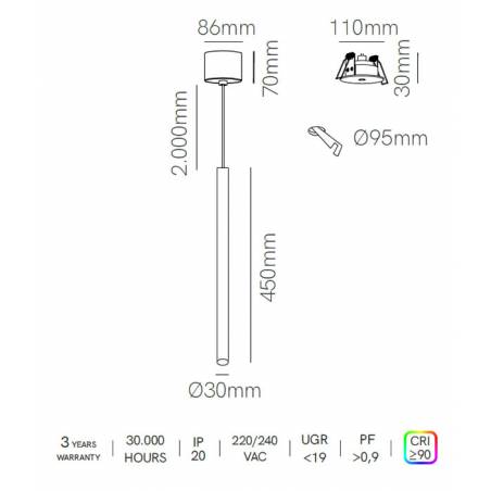 Lámpara suspendida Atmos Slim LED CCT - Beneito Faure