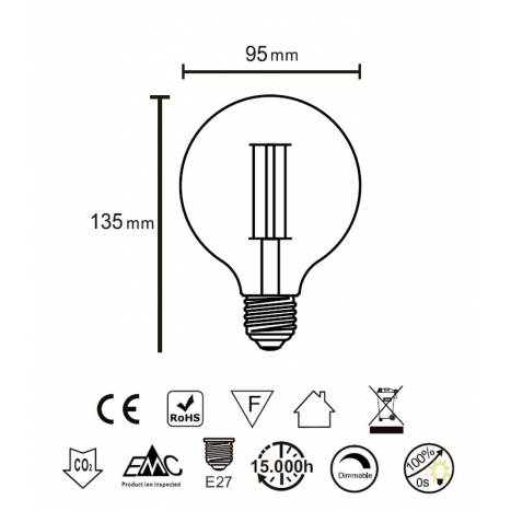 Bombilla LED 8w E27 Edison G95 - Mantra