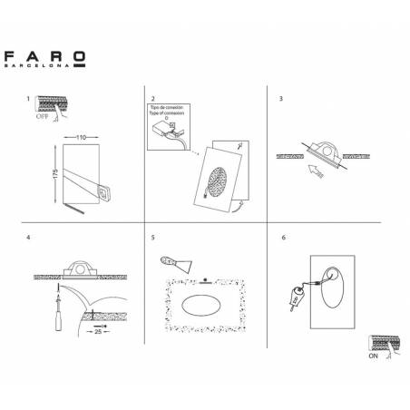 FARO Plas Oval LED plaster wall recessed light