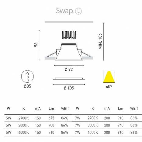 Foco empotrable Swap L LED negro - Arkoslight