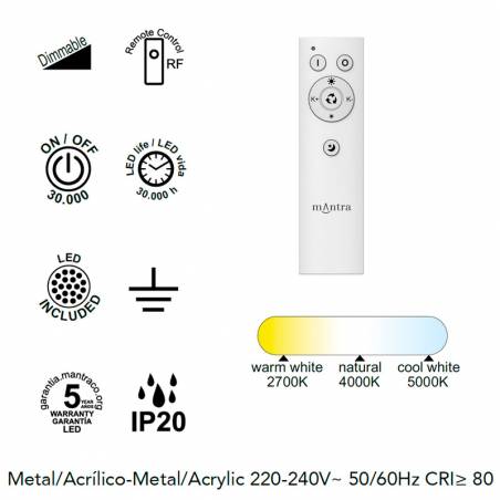MANTRA Niseko II LED 90cm + remote control pendant lamp
