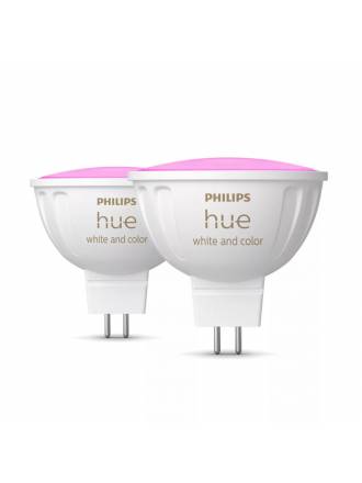 Pack 2 Bombillas inteligentes LED MR16 6.3w 12v Hue White and Color - Philips