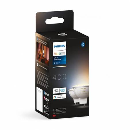 Pack 2 Bombillas inteligentes LED MR16 6.3w 12v Hue White Ambiance - Philips