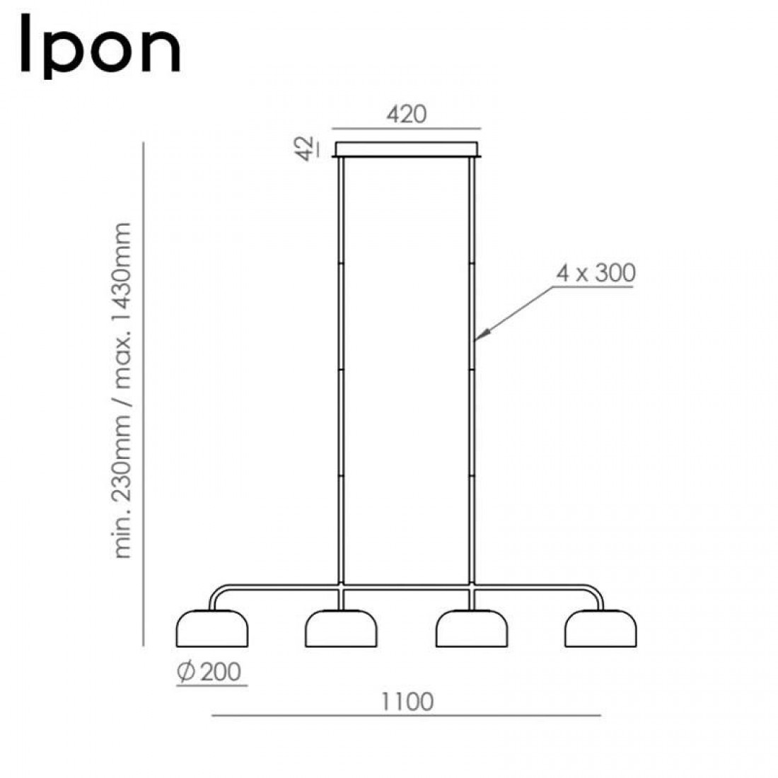 Lámpara colgante Ipon 4L LED dimmable - Aromas