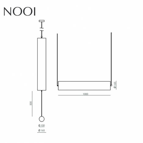 Lámpara colgante Nooi T8 100cm lino - Aromas