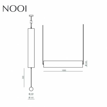 Lámpara colgante Nooi T8 100cm lino - Aromas