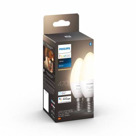 Pack 2 Bombillas inteligentes Hue LED Vela E14 5.5w 2700k - Philips