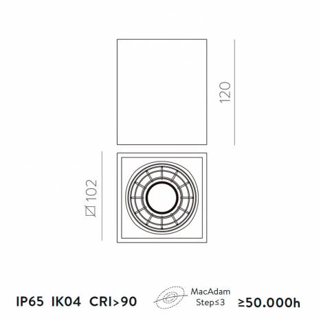 Plafón de techo Perseo LED 9w IP65 cemento - ACB