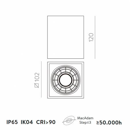 Plafón de techo Perseo LED 9w IP65 cemento - ACB