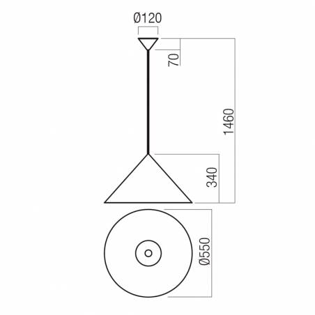 REDO Konos 55cm 1L E27 pendant lamp