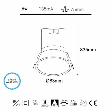 Foco empotrable Noon M LED 7w blanco - Kohl