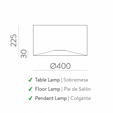 Pantalla tela lisa Ø40cm blanco - ACB