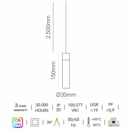 Alp suspensión LED CCT 5w - Beneito Faure