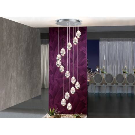 Lampara colgante Rocio 14 luces LED en cromo de Schuller
