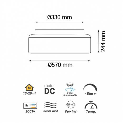 Ventilador de techo Daya DC LED Ø57cm madera - Sulion