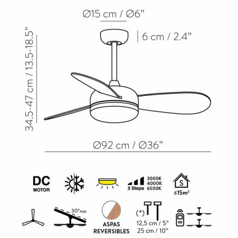 Ventilador de techo Bise DC LED Ø92cm - ACB