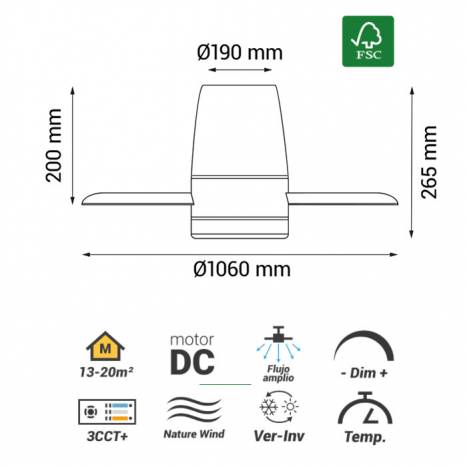 Ventilador de techo Taro DC LED Ø106cm - Sulion