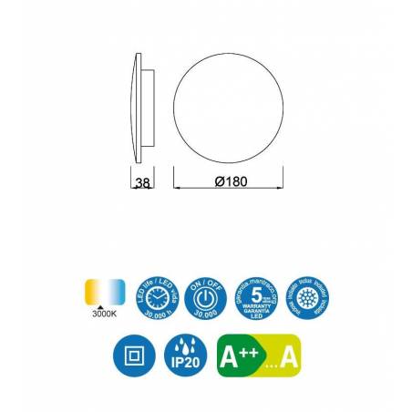 Aplique de pared Bora Bora LED redondo - Mantra