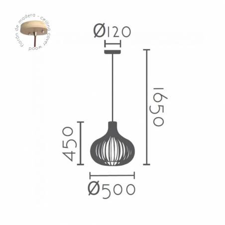Lámpara colgante Baoba 1L E27 madera - Ineslam