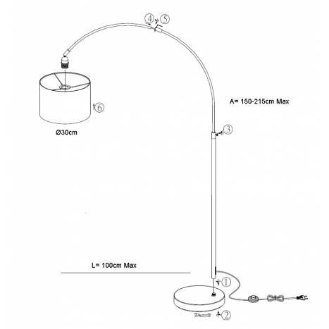 Lampara de pie Texti 1 luz acero inox tela blanca de Trio