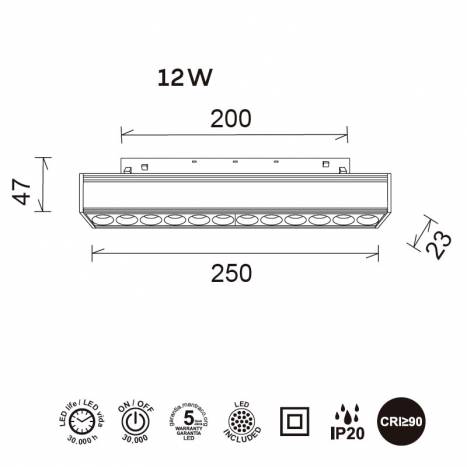 Foco carril Magneto lineal 48V LED magnético - Mantra