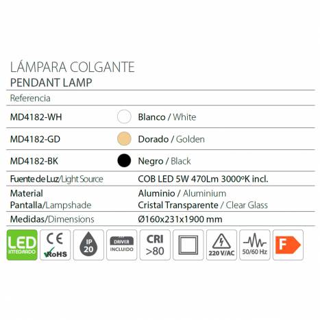 Lámpara colgante MD4182 LED 5w - Ineslam