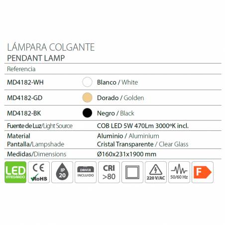Lámpara colgante MD4182 LED 5w - Ineslam