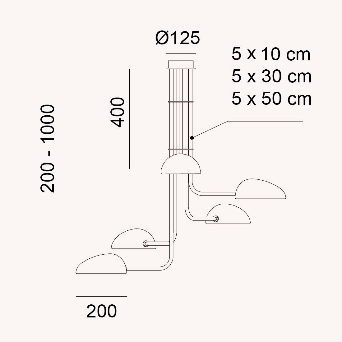 Lámpara colgante Kezo LED 5L G9 (2700k) 2200lm - Aromas
