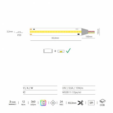 Tira LED Fine Running 5M 12w secuencial 24VDC IP20 - Beneito Faure