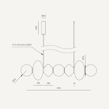 Lámpara colgante Mapi LED 100cm vidrio - Aromas