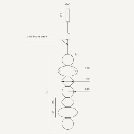 Lámpara colgante Mapi LED Vertical 117cm vidrio - Aromas